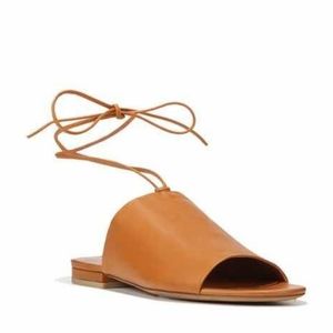 Vince Damon Cognac Leather Flat Slides